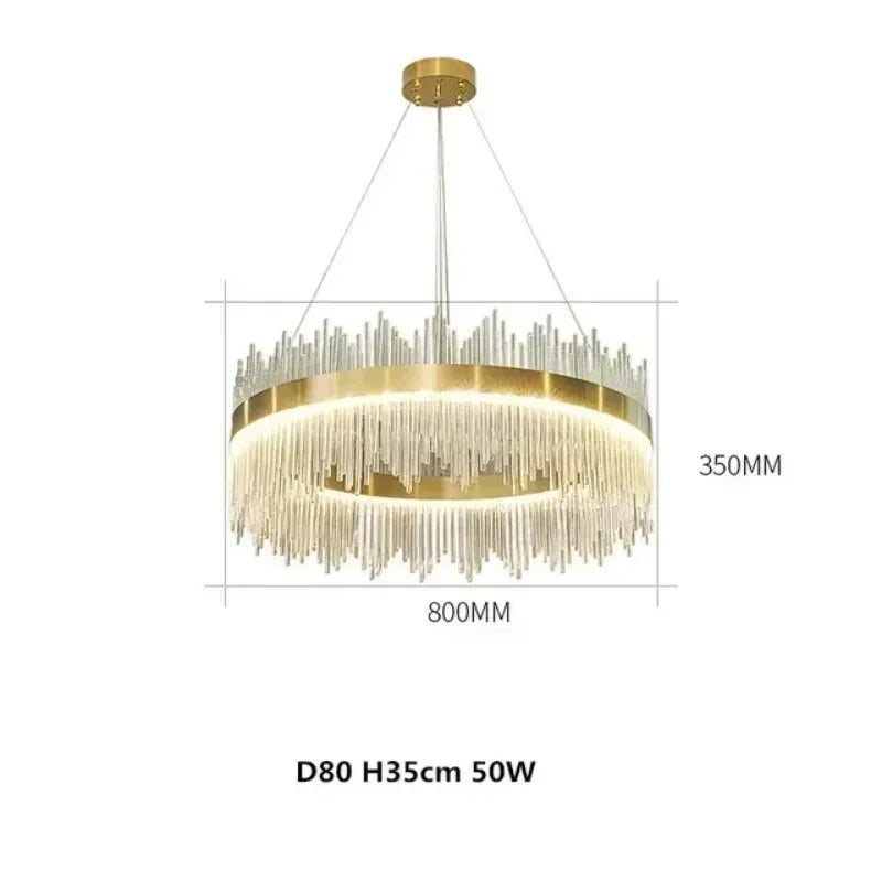 Light Luxury Post-Modern Crystal Chandelier – Round Atmosphere Pendant for Living Room, Bedroom & Dining Room