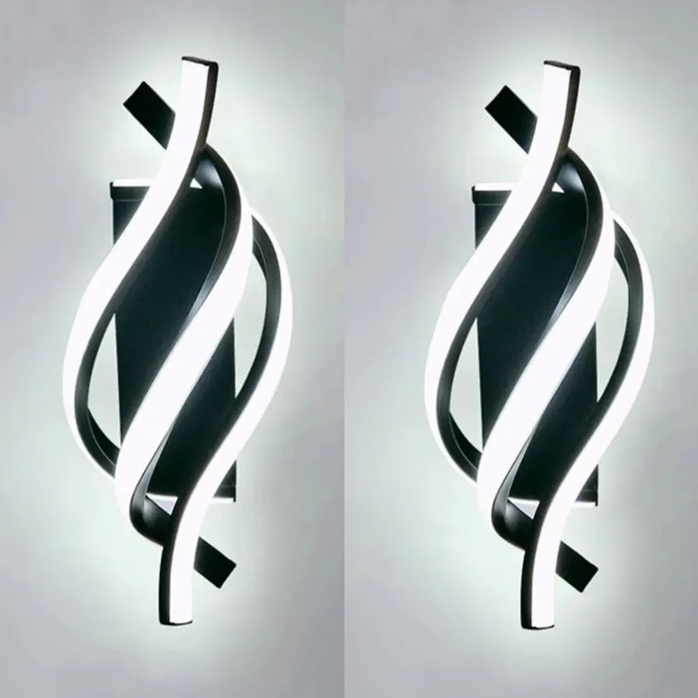 Modern Curved LED Wall Lamp – Spiral Bedroom and Living Room Wall Sconce in Aluminum and Acrylic