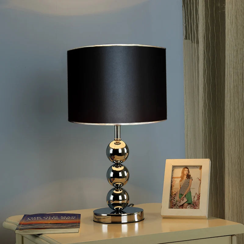 Large Modern Creative Table Lamp – Simple Silver, Gold, Black Bedside and Living Room Desk Light