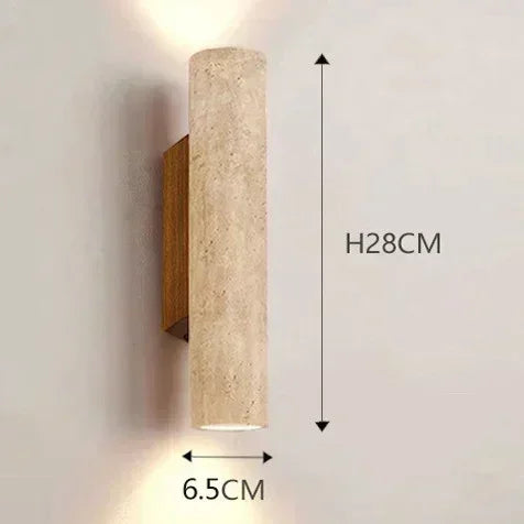 Modern Travertine Stone Wall Lamp – Natural Carved Sconce with E27 Lighting for Bedroom and Living Room