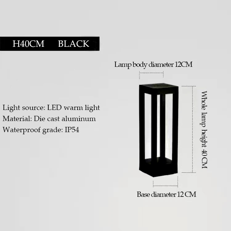 LED Outdoor Lawn Lamp – Modern IP54 Waterproof Aluminum Square Column Light for Garden, Path & Landscape Decoration