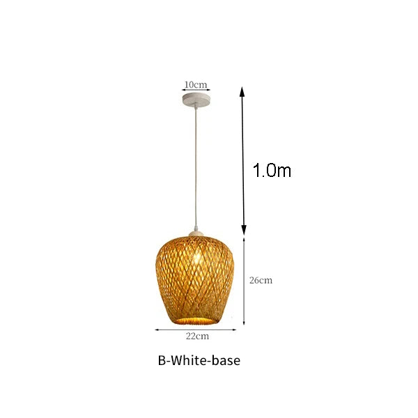 Lomin Bamboo Light Pendant Lamp – Hand-Woven Natural Rattan Wicker Chandelier (E27, 110V / 220V)