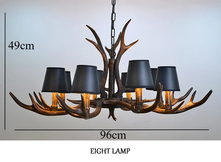 Retro Antlers LED Chandelier – Vintage Resin Antler Pendant Light for Dining Room, Living Room & Home Interior Décor