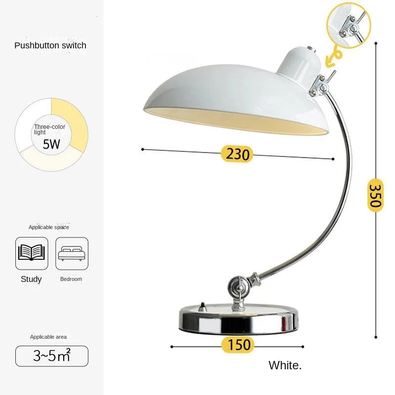 Danish Bauhaus Desk Lamp – Nordic Retro Vintage LED Bedside and Study Light