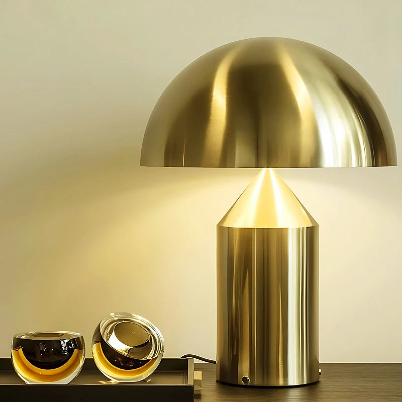 Italian Luxury Mushroom LED Floor Lamp – Nordic Metal Bedside Light for High-End Bedroom and Home Decoration
