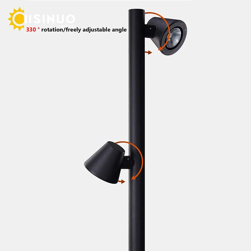 Multi-Head Rotating Garden Lawn Light – Die-Cast Aluminum Waterproof LED Spotlight for Pathways, Pillars, Parks & Landscape Decor