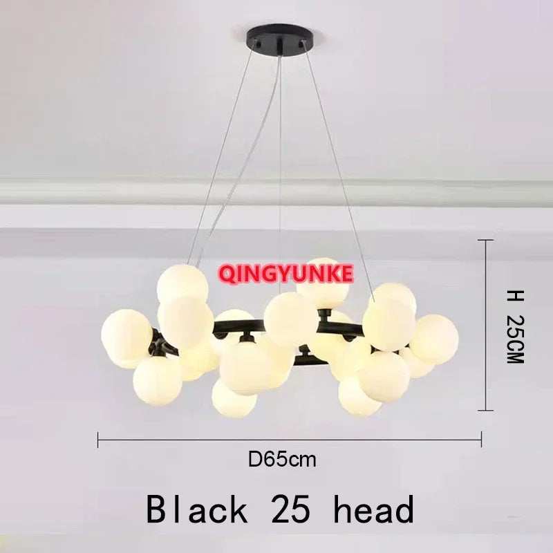 Glass Ball LED Chandelier for Living Room – Modern Nordic Ceiling Lamp & Kitchen Island Pendant Light