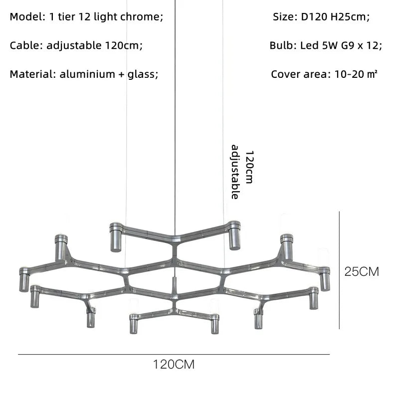 Modern Luxury Metal & Frosted Glass Geometric Ceiling Light – Adjustable Multi-Light Chandelier for Living Room, Dining Room & Hotels