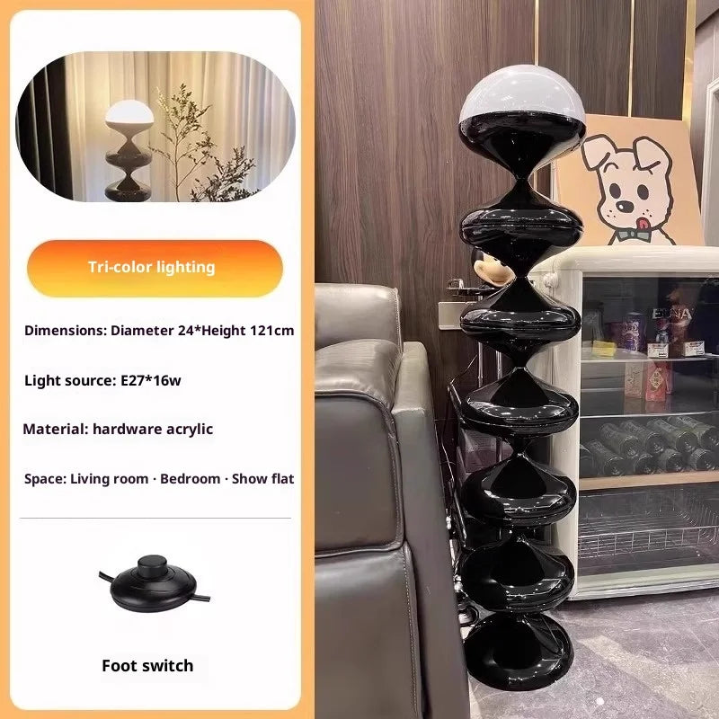 Scandinavian Mid-Century Cream Gourd Floor Lamp – Organic Modern LED Lighting for Living Room and Bedroom