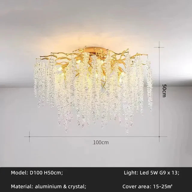 2025 Luxury Gold Glass LED Chandelier – Modern Crystal Ceiling Pendant Light for Dining Room & Home Decor