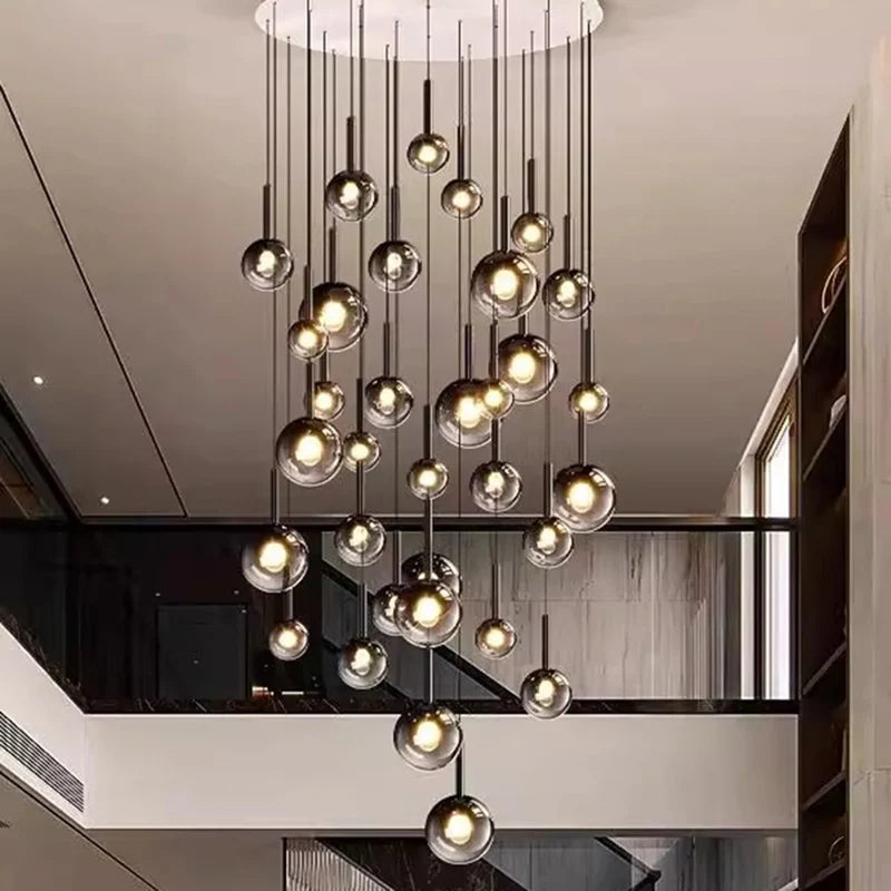 Modern Stair Chandelier – Multi-Head Pendant Lighting for Living Room, Stairwell & Indoor Decoration