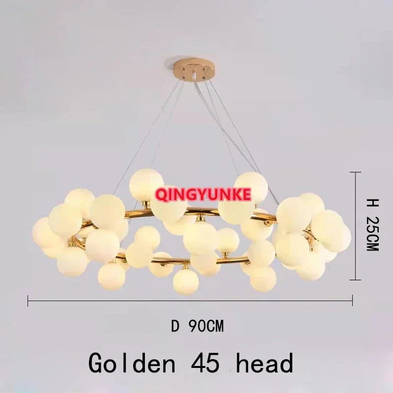 Glass Ball LED Chandelier for Living Room – Modern Nordic Ceiling Lamp & Kitchen Island Pendant Light