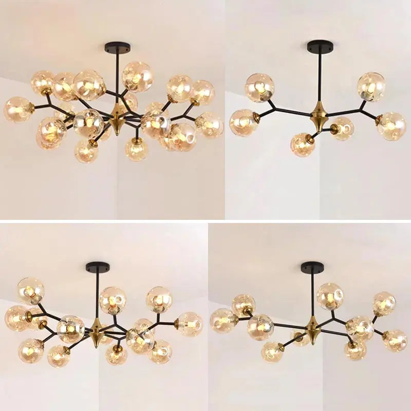 Nordic Glass Ball Lamp Modern LED Ceiling Chandelier Living Room Bedroom Kitchen Dining Room Home Decor Pendant Light Fixture