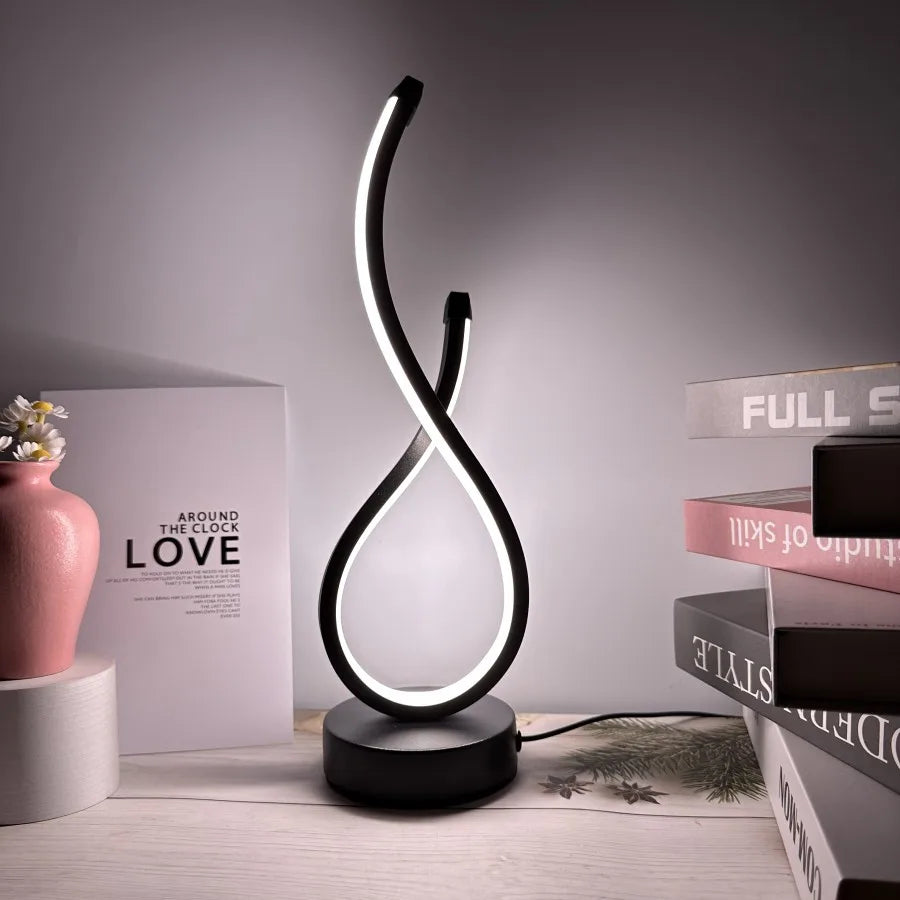 Creative Spiral LED Night Light – Dimmable 3-Color Desk and Bedside Lamp for Modern Bedroom and Office Décor