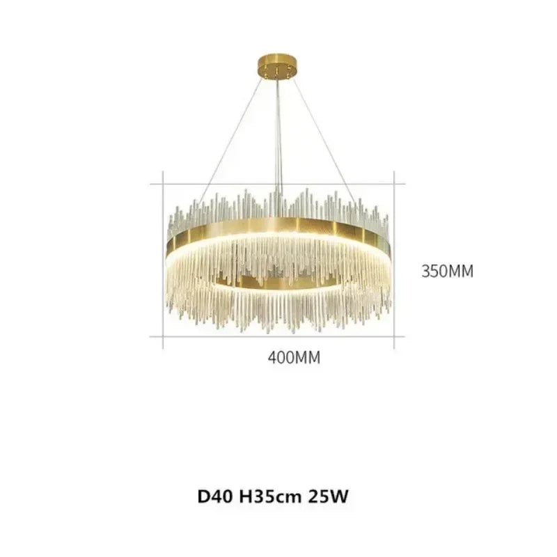 Light Luxury Post-Modern Crystal Chandelier – Round Atmosphere Pendant for Living Room, Bedroom & Dining Room