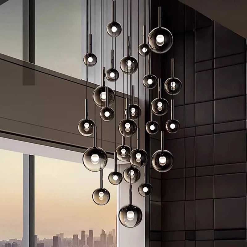 Modern Stair Chandelier – Multi-Head Pendant Lighting for Living Room, Stairwell & Indoor Decoration