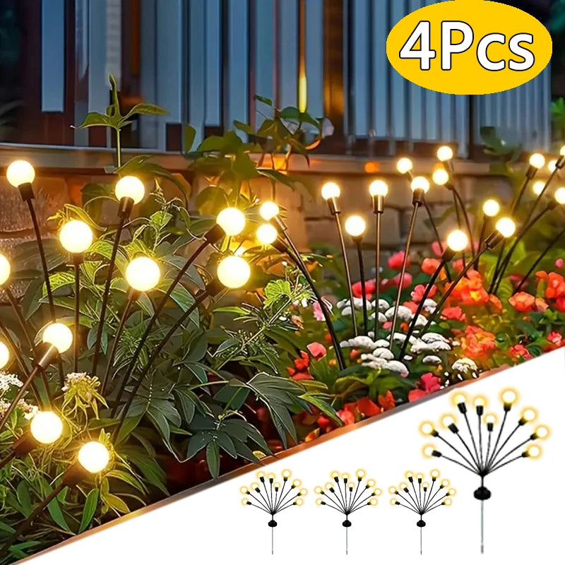 Solar-Powered Waterproof Firefly Swaying LED Pathway Lights – Outdoor Garden Landscape Lighting for Patio, Wedding, Yard & Party Decor