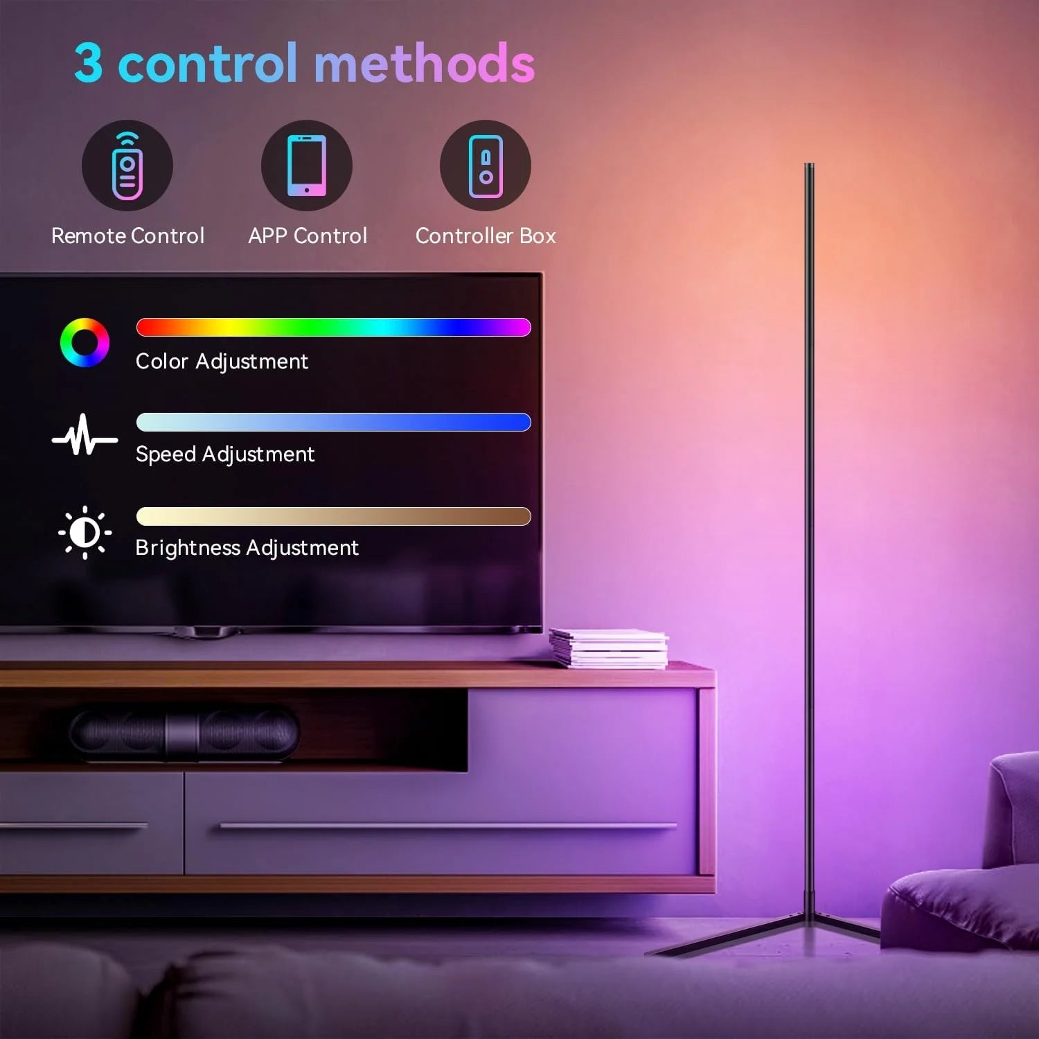 155CM RGB Dream Color Floor Lamp – Music Sync 16 Million Color Changing LED Standing Mood Light for Bedroom and Living Room