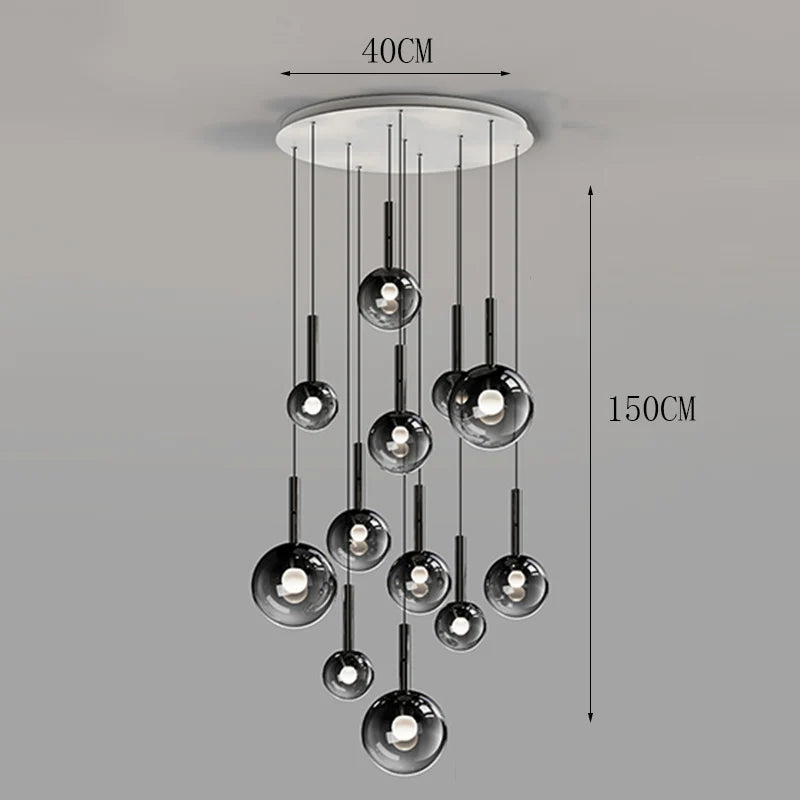 Modern Stair Chandelier – Multi-Head Pendant Lighting for Living Room, Stairwell & Indoor Decoration