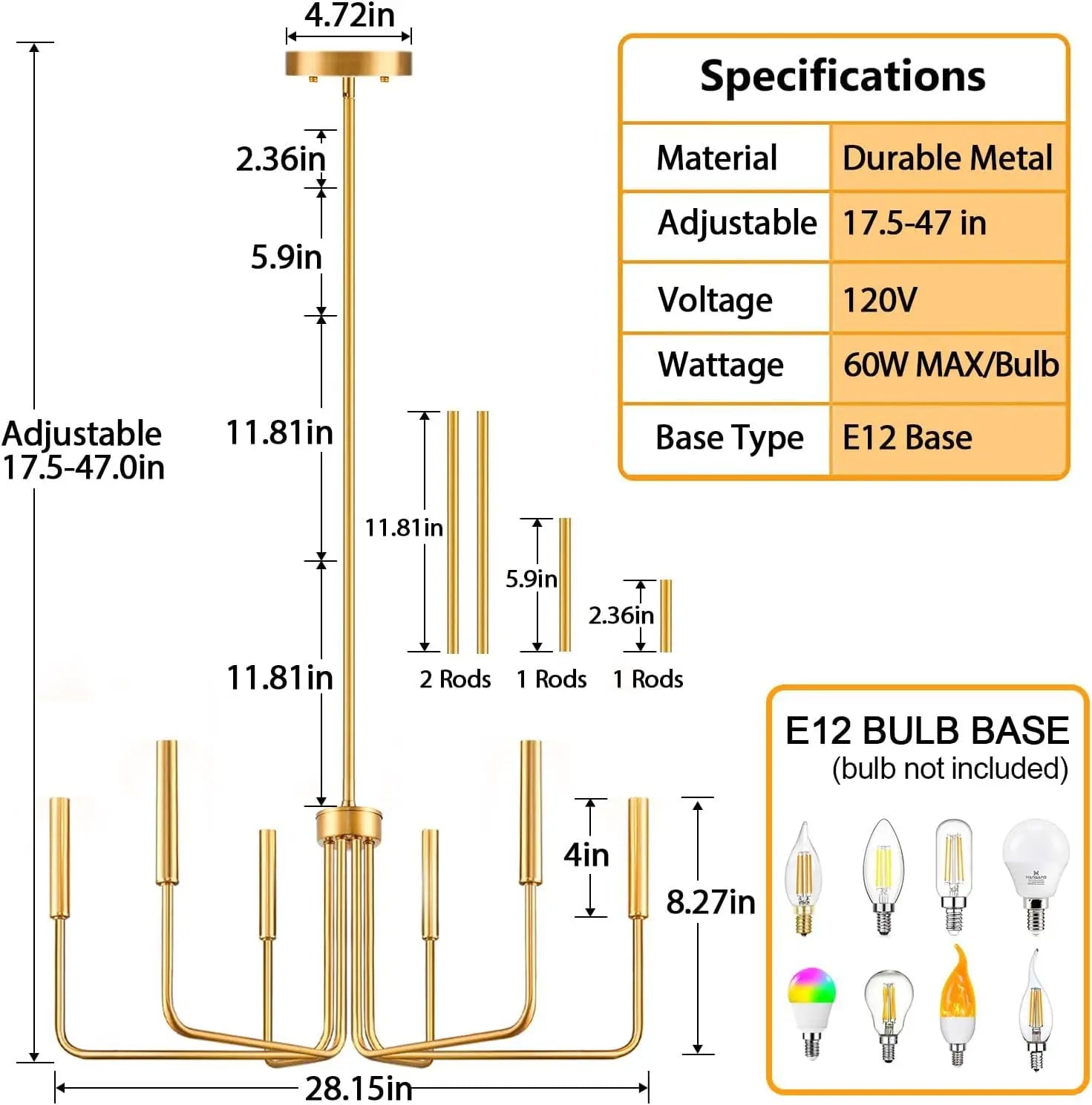 Retro Loft Candle Chandelier – Simple Iron Pendant Light for Living Room & Dining Room (AC110–260V)