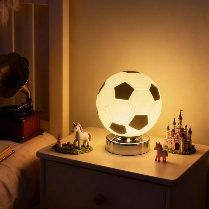 Football Theme Table Lamp – Creative Decorative LED Desk Light with Dimmable Touch Control