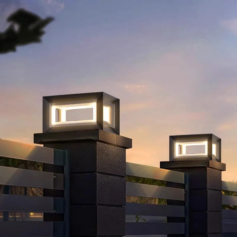 Outdoor IP65 Waterproof LED Square Lawn Light, Stainless Steel Pillar &amp; Fence Post Lamp for Courtyard & Path Lighting