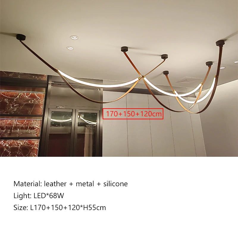 Nordic Modern Hanging Pendant Lamp Lustre Minimalist Line Design LED Light Home Decor Living Room Dining Hotel Salon Chandeliers