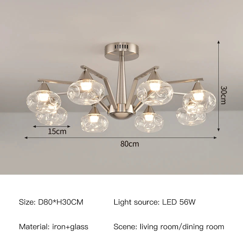 Modern LED Glass Ball Chandeliers – Contemporary Ceiling Lighting for Living Room, Dining Table, Bedroom & Home Decor