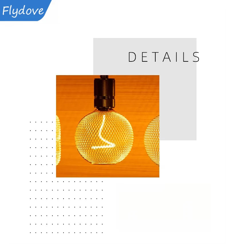 Creative Luxury Black Gold LED Light Bulb – Wrought Iron Mesh Cage Globe Lamp for Dining & Bar Decor