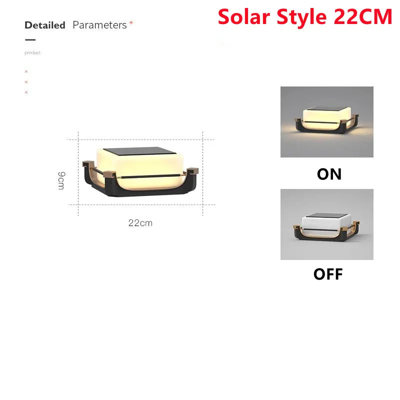 Outdoor Courtyard LED Solar Lawn Light – IP65 Waterproof Pillar &amp; Fence Post Lamp for Garden, Path & Villa Lighting
