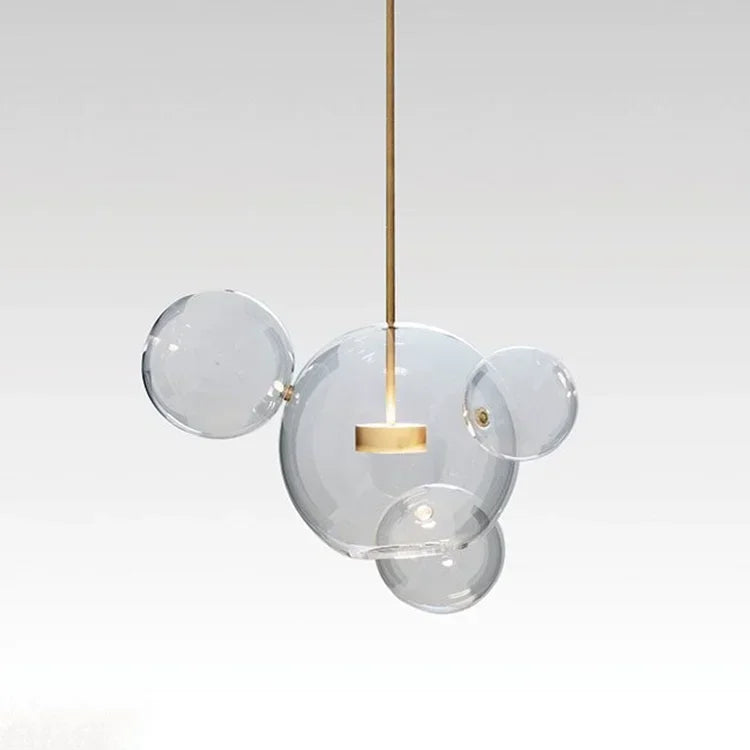 Modern Mouse LED Bubble Ball Chandelier – Creative Transparent Glass Pendant Light for Living Room & Children's Rooms