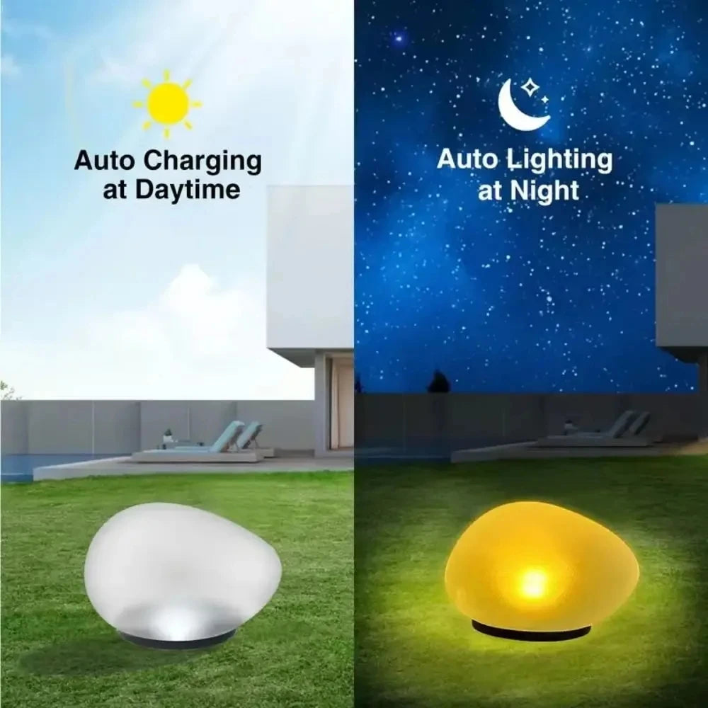 Frosted Glass Solar Ground Light – Pebble-Style Wireless Outdoor Landscape Lamp for Garden, Lawn & Path Decoration