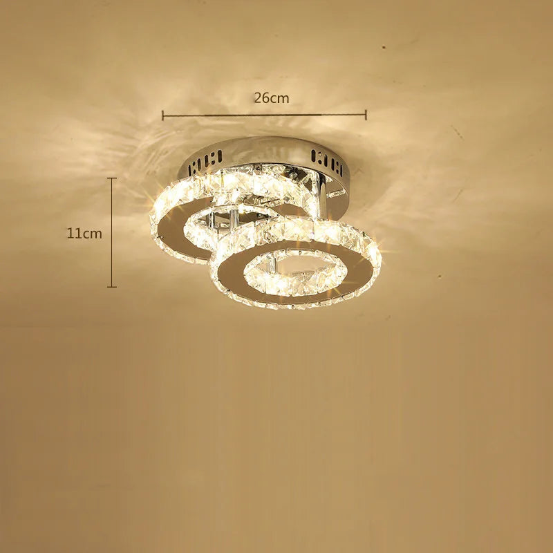 Modern Crystal LED Ceiling Chandelier – Elegant Lighting for Bedroom, Corridor, Dining Room & Hallway