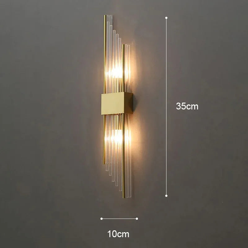 Luxury Gold Crystal LED Wall Lamp – Modern Stainless Steel Sconce for Living Room, Bedroom, Bedside, and Staircase Décor
