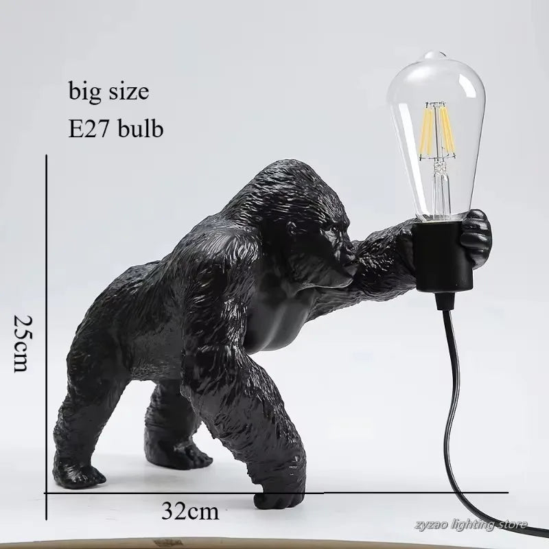 King Kong Gorilla Animal Floor Lamp – Creative Resin Table Light for Bedroom and Home Décor