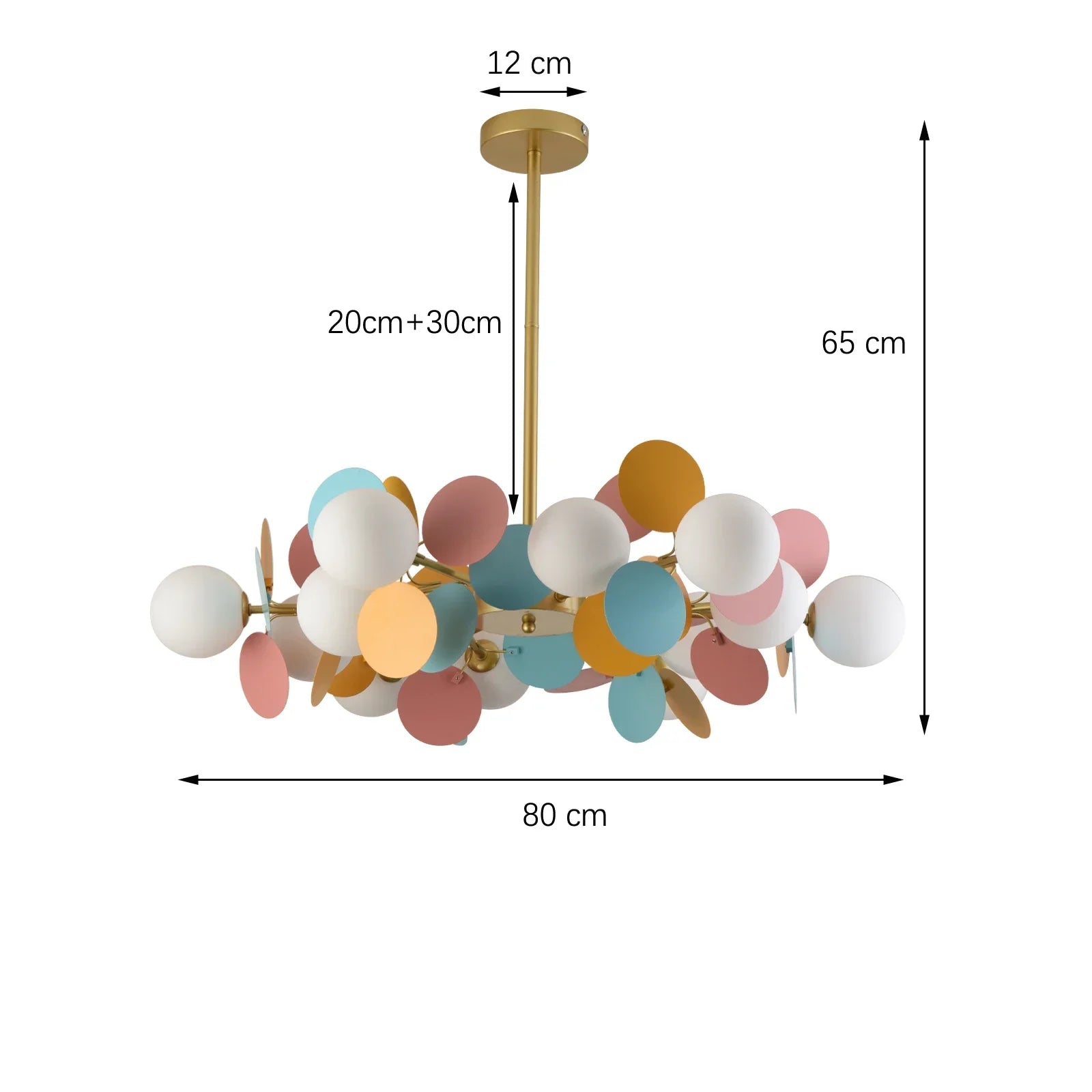 Colorful Chandelier Pendant Lamp – Luxury Metal &amp; Frosted Glass Hanging Light for Bedroom, Dining Room & Living Room