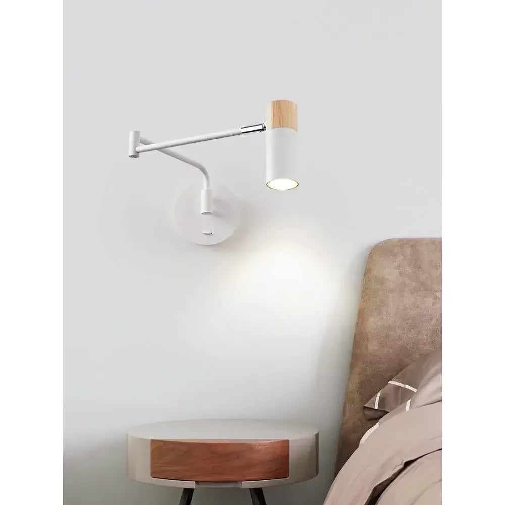 Modern Telescopic Wall Lamp – Foldable Rocking Arm Reading Light for Bedroom, Living Room, and Hotel Interiors