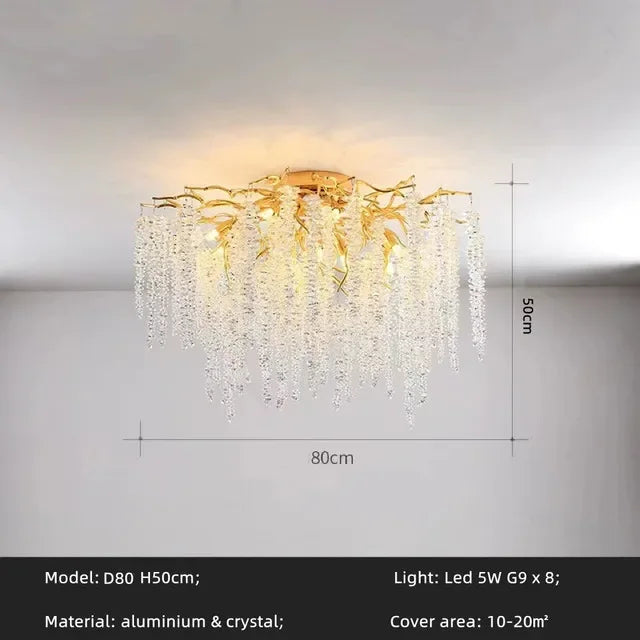 2025 Luxury Gold Glass LED Chandelier – Modern Crystal Ceiling Pendant Light for Dining Room & Home Decor