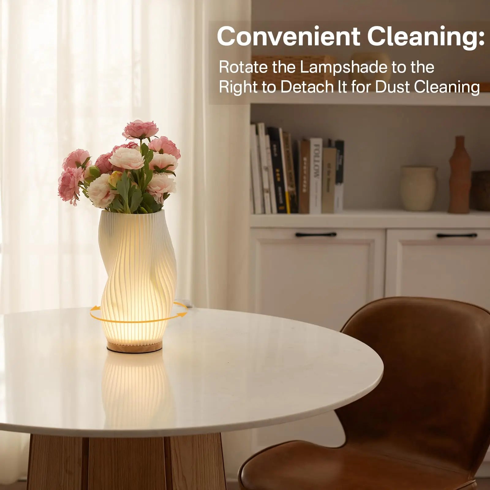 3D Pleated Desk Lamp – Dimmable Bedroom Bedside LED Light with 3 Levels and Atmosphere Design