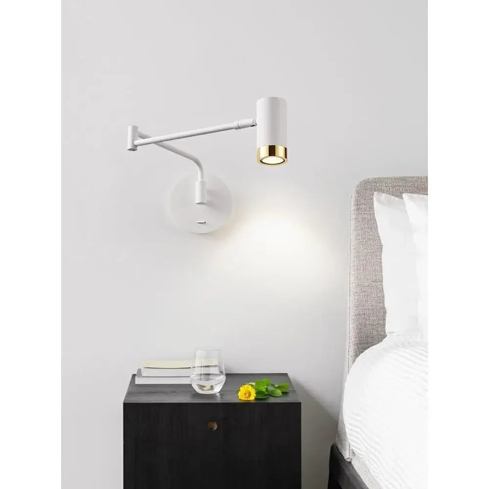 Modern Telescopic Wall Lamp – Foldable Rocking Arm Reading Light for Bedroom, Living Room, and Hotel Interiors
