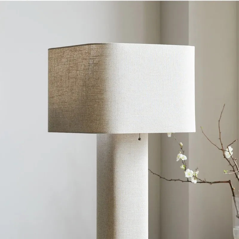 Wabi Sabi High-End Artistic LED Floor Lamp – Modern Fabric Vertical Sofa Light for Living Room, Bedroom, and Exhibition Spaces