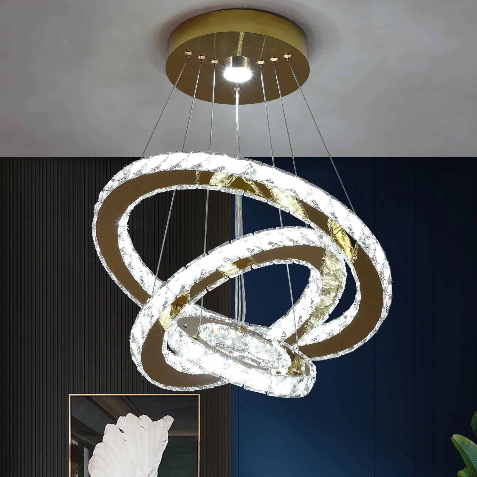French Luxury Crystal Chandelier – LED Ceiling Lamp for Hall, Living Room, Dining Room & Home Decoration