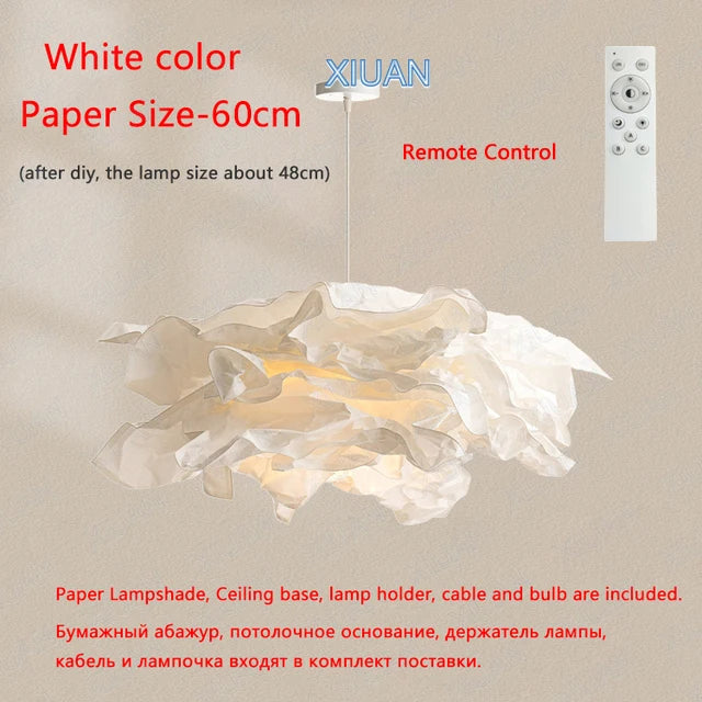 Minimalist Paper Chandelier Lighting – DIY White Pendant Lamp for Bedroom, Living Room & Home Interior (E27 LED)