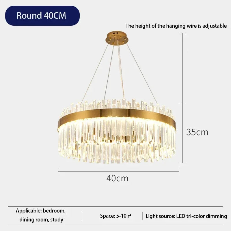 Light Luxury Crystal Chandelier – Modern LED Pendant for Living Room, Bedroom & Villa Decor