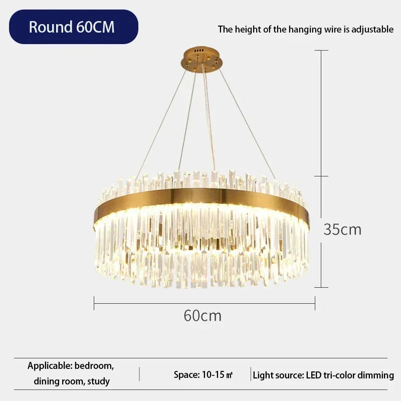 Light Luxury Crystal Chandelier – Modern LED Pendant for Living Room, Bedroom & Villa Decor