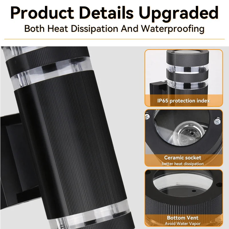 LED Outdoor Wall Lights E27 – IP65 Waterproof Up, Down Exterior Wall Sconce