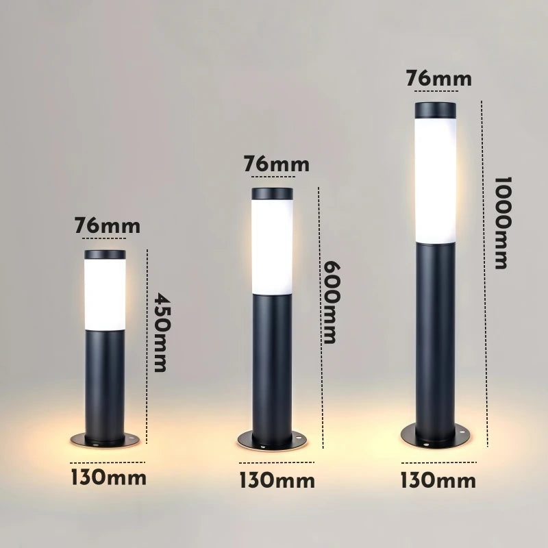 E27 Stainless Steel LED Pillar Lawn Lamp – 15W Outdoor Pathway & Landscape Lighting for Garden, Courtyard & Walkways