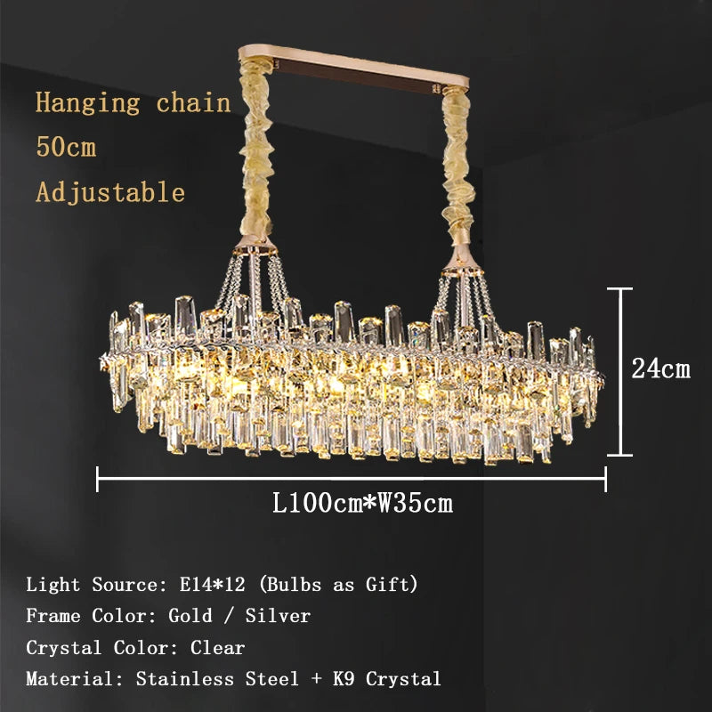 Clear Crystal Luxury LED Ceiling Chandelier – Modern Hanging Lamp for Living Room & Home Interior Lighting