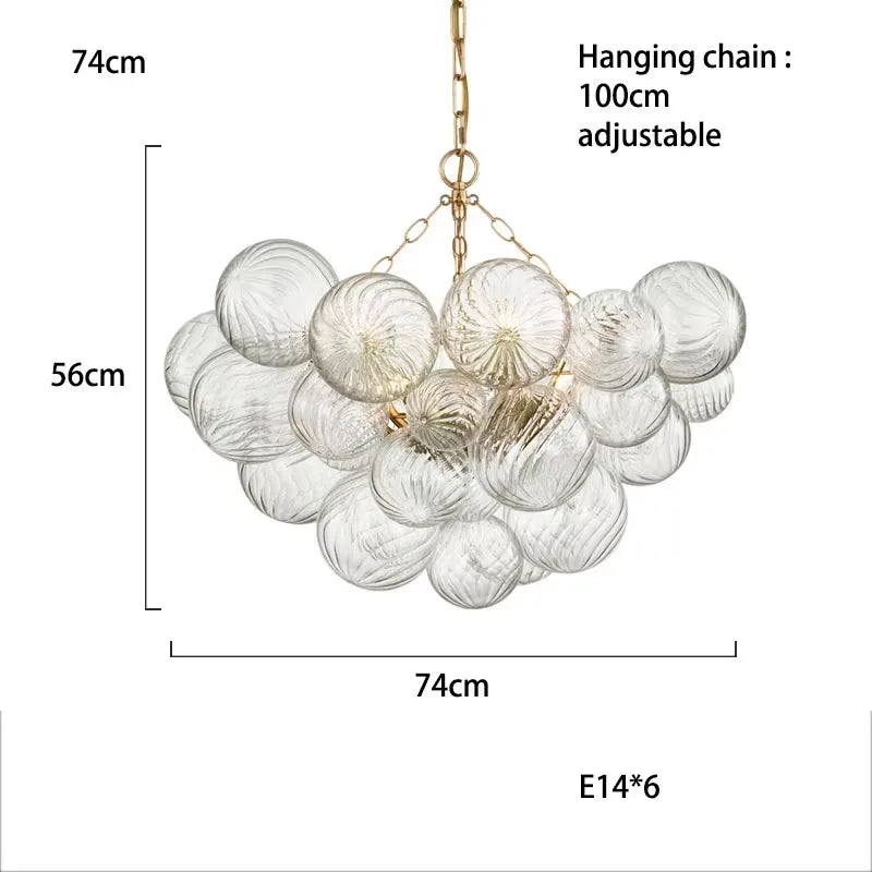 2025 Trendy Glass Bubble Art LED Chandelier – Modern Gold/Chrome Ceiling Light for Living Room Décor