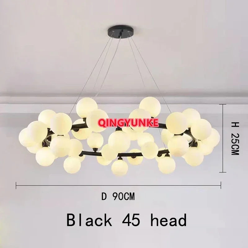 Glass Ball LED Chandelier for Living Room – Modern Nordic Ceiling Lamp & Kitchen Island Pendant Light